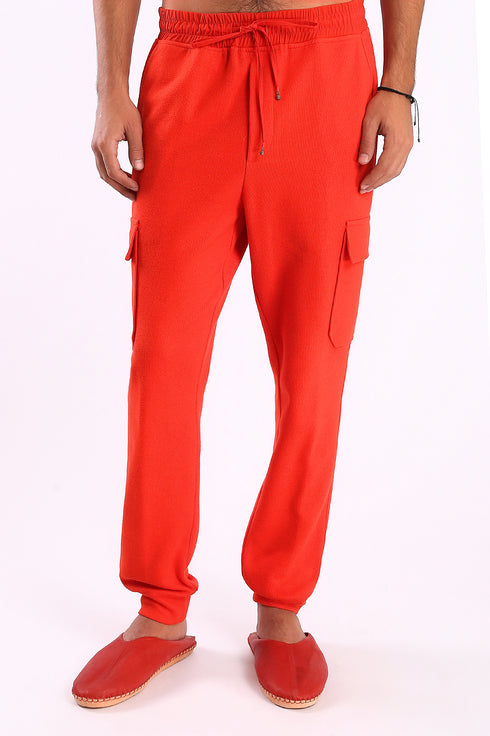 Cargo sweatpants in cotton and viscose cashmere with side pockets
